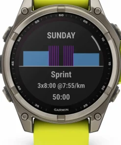 Garmin Fenix 8 Solar 47mm, Sapphire Solar Titanium - Amp Yellow/Graphite Silicone Strap