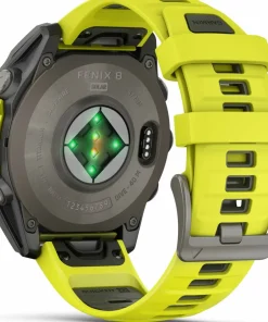 Garmin Fenix 8 Solar 47mm, Sapphire Solar Titanium - Amp Yellow/Graphite Silicone Strap