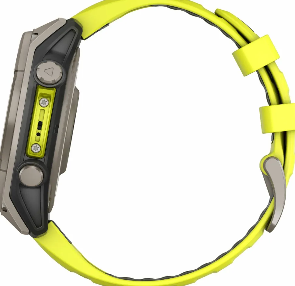Garmin Fenix 8 Solar 47mm, Sapphire Solar Titanium - Amp Yellow/Graphite Silicone Strap