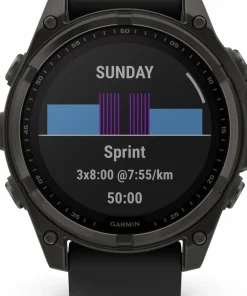 Garmin Fenix 8 Solar 47mm, Sapphire Solar Carbon Gray DLC Titanium - Black/Pebble Grey Silicone Strap