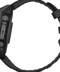 Garmin Fenix 8 Solar 47mm, Sapphire Solar Carbon Gray DLC Titanium - Black/Pebble Grey Silicone Strap