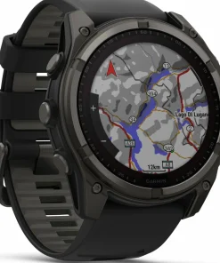 Garmin Fenix 8 Solar 51mm, Sapphire Solar Carbon Gray DLC Titanium - Black/Pebble Grey Silicone Strap Sale
