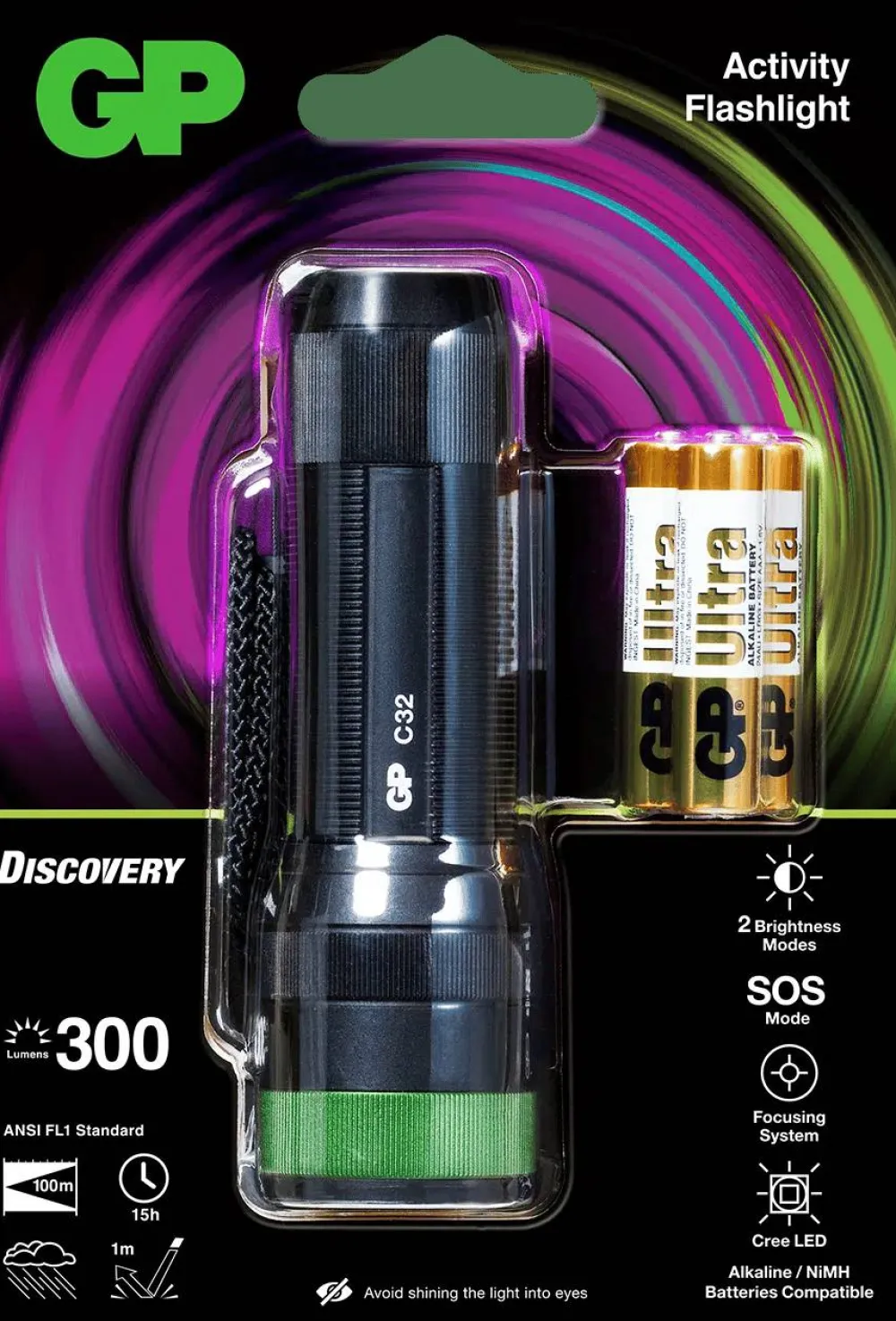GP Discovery Activity 300lm C32 Black Elektronik|Lampor & Lyktor