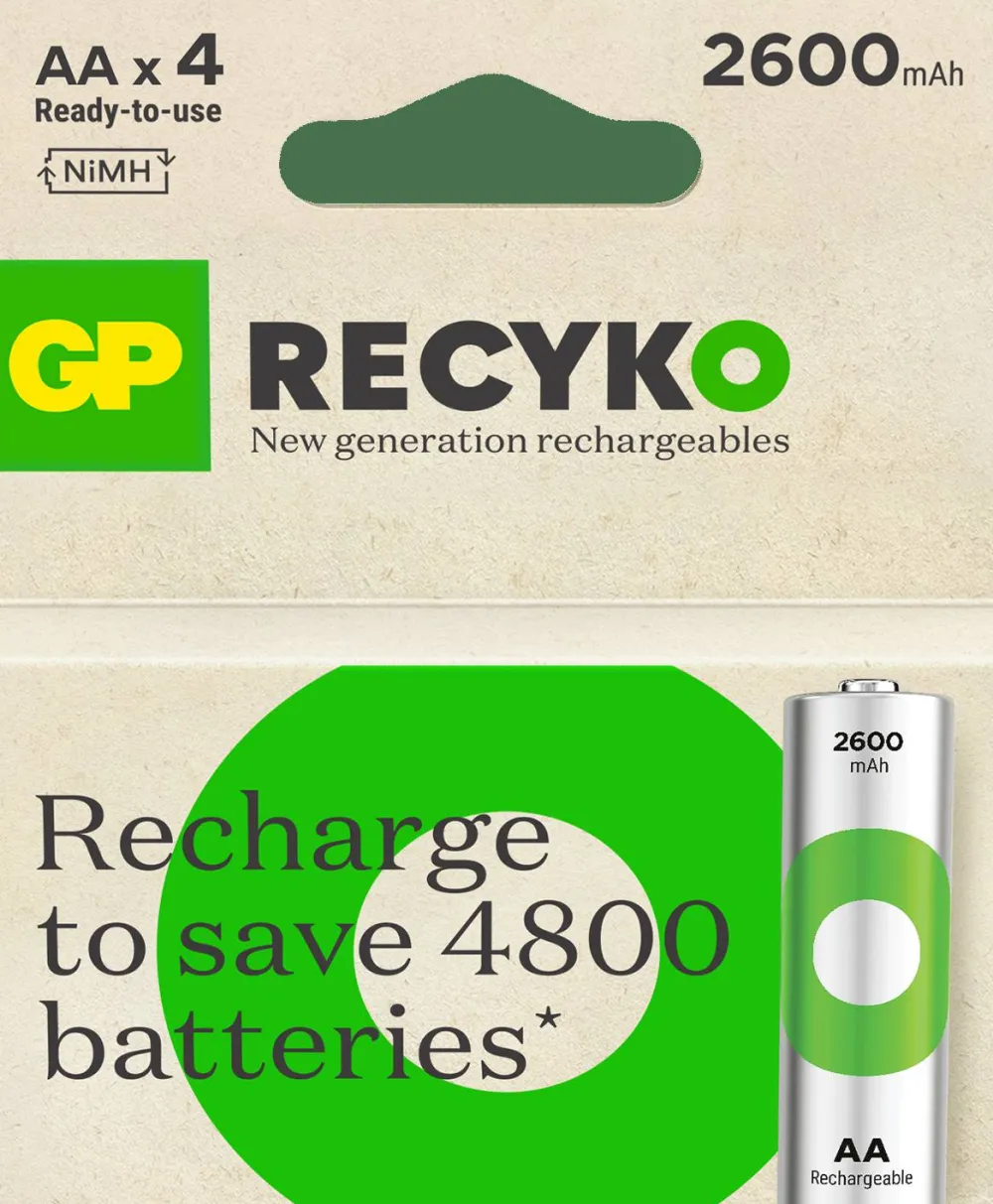 GP Batterier Recyko AA-Battery 2600mAh 4-Pack Nocolour Clearance