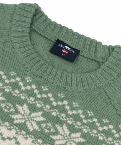 Gridarmor Women’s Snøkrystall Round Neck Ullgenser White/green