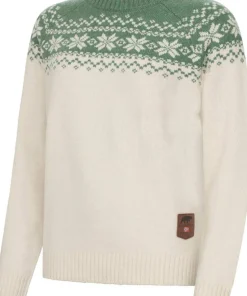 Gridarmor Women’s Snøkrystall Round Neck Ullgenser White/green