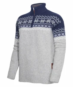 Best Women's Snøkrystall Half Zip Ullgenser Light Grey/Dark Navy/White Damtröjor & Skjortor