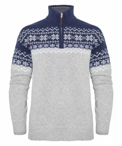 Best Women's Snøkrystall Half Zip Ullgenser Light Grey/Dark Navy/White Damtröjor & Skjortor