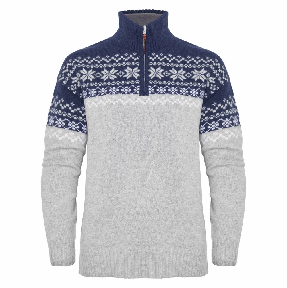 Best Women's Snøkrystall Half Zip Ullgenser Light Grey/Dark Navy/White Damtröjor & Skjortor