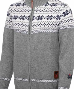 Gridarmor Women's Snøstjerne Full Zip Ullgenser Mid Grey Melange New