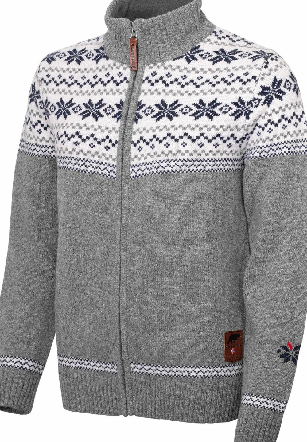 Gridarmor Women's Snøstjerne Full Zip Ullgenser Mid Grey Melange New
