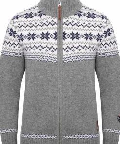 Gridarmor Women's Snøstjerne Full Zip Ullgenser Mid Grey Melange New