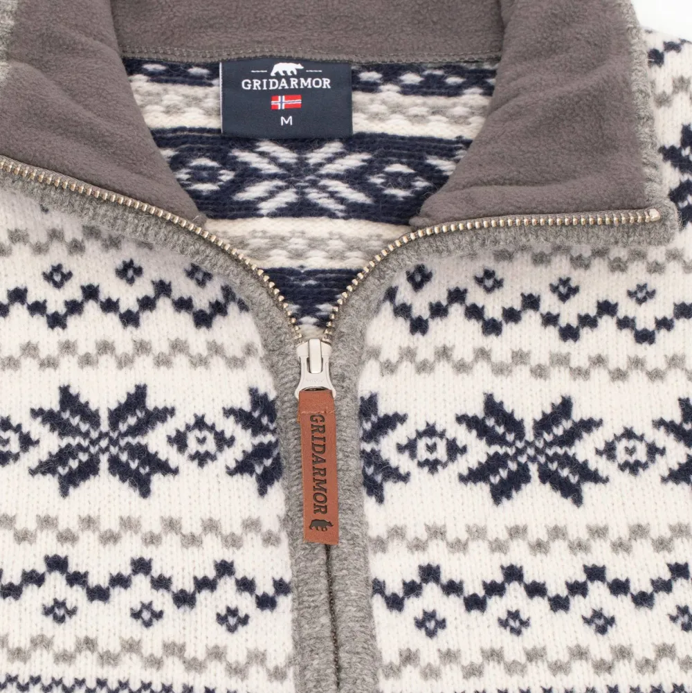 Gridarmor Women's Snøstjerne Full Zip Ullgenser Mid Grey Melange New