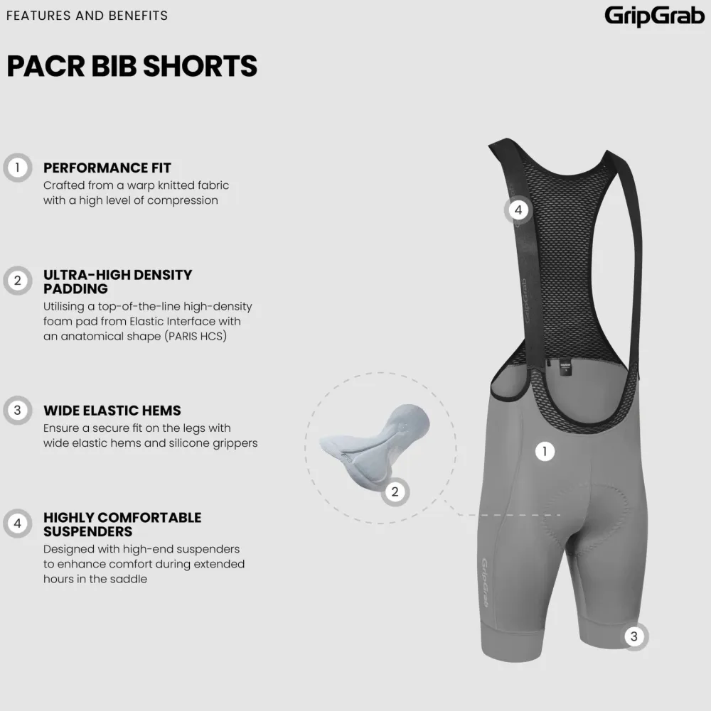 Gripgrab Men's PACR Bib Shorts Grey Discount