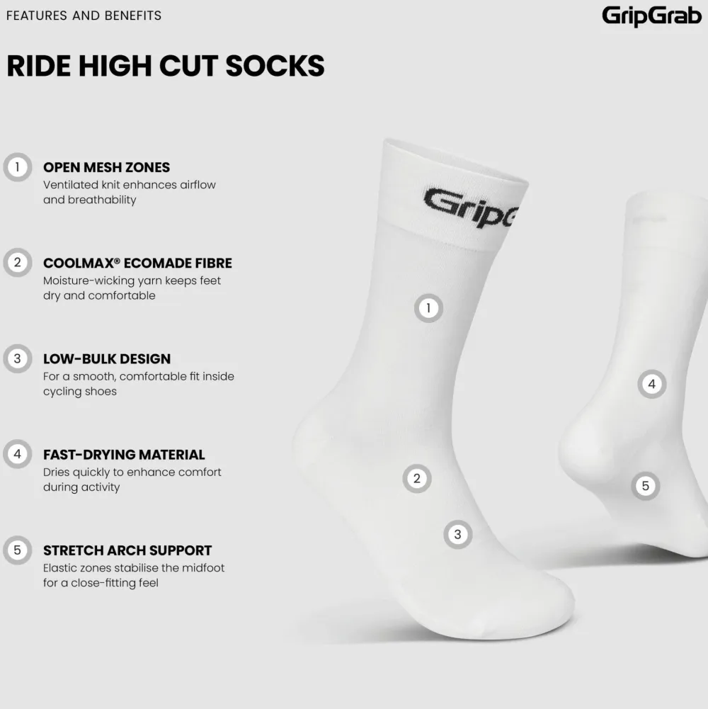 Gripgrab RIDE High Cut Socks White Clearance