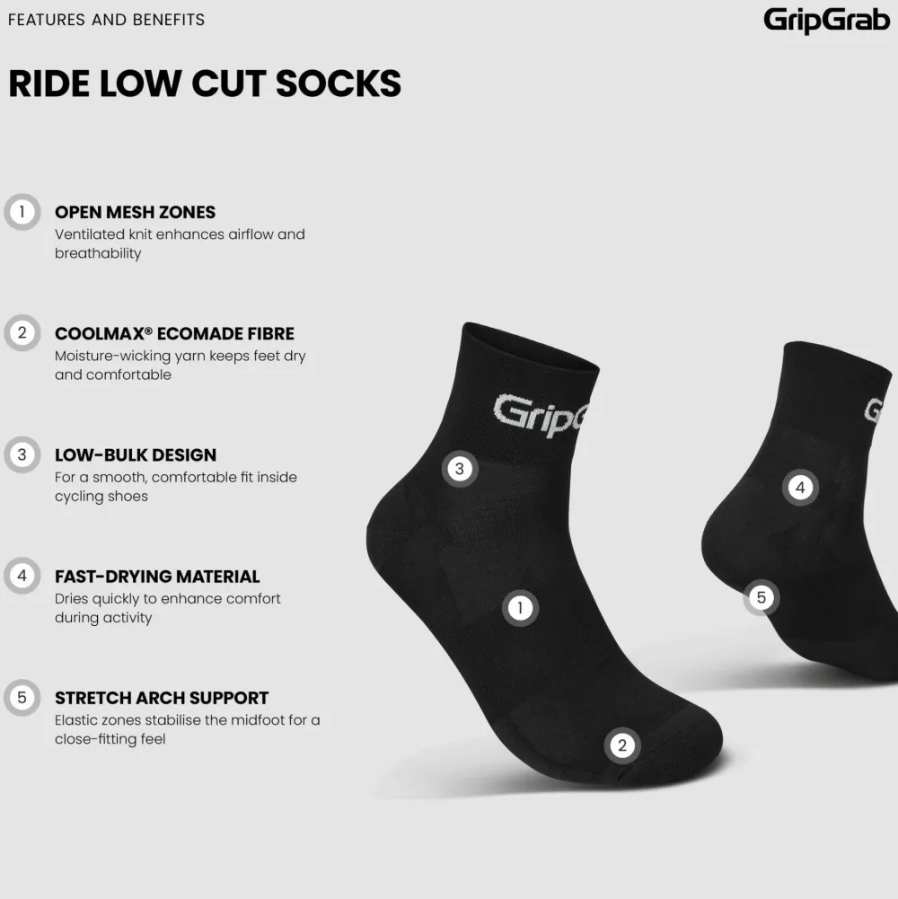 Gripgrab RIDE Low Cut Socks 3-Pack Black Best