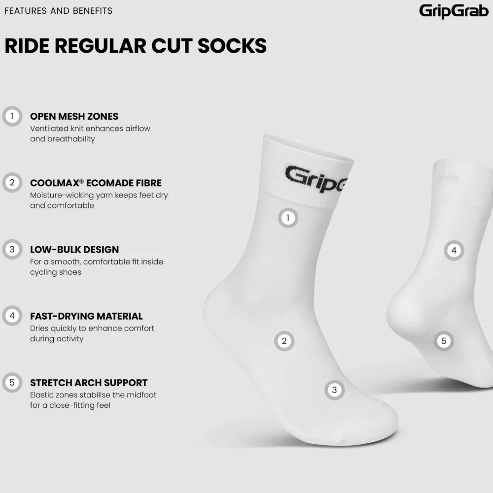 Gripgrab RIDE Regular Cut Socks 3-Pack White Best