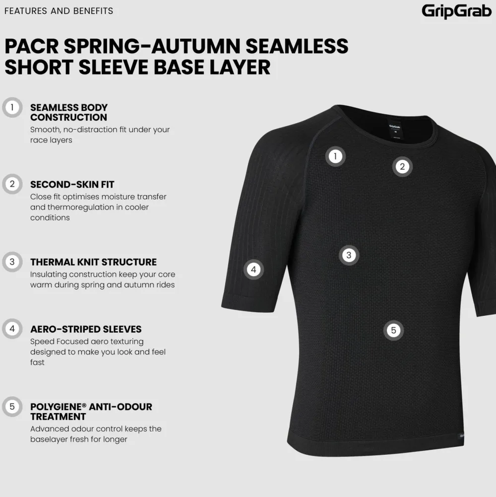 Online Unisex PACR Spring-Autumn Seamless Short Sleeve Base Layer Underställ Herr|Cykling