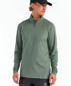 Hellner Men's Nunis Halfzip Long Sleeve Tee Laurel Wreath Melange Outlet