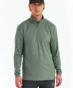 Hellner Men's Nunis Halfzip Long Sleeve Tee Laurel Wreath Melange Outlet