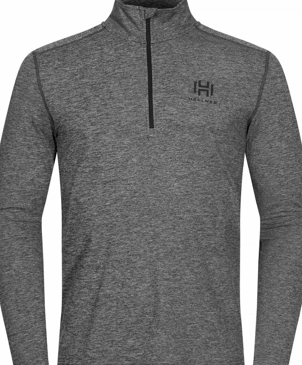 Hellner Men's Nunis Halfzip Long Sleeve Tee Black Beauty Melange
