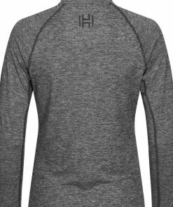 Hellner Women's Nunis Halfzip Long Sleeve Tee Black Beauty melange Clearance
