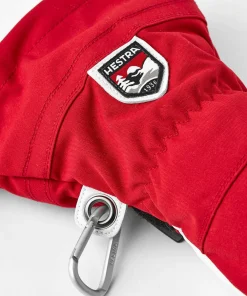 Hestra Army Leather Heli Ski 5-finger Red Röd