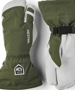 Hestra Army Leather Heli Ski 3-Finger Olive