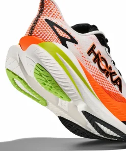 Hoka Men's Mach X 3 White/Neon Tangerine Outlet