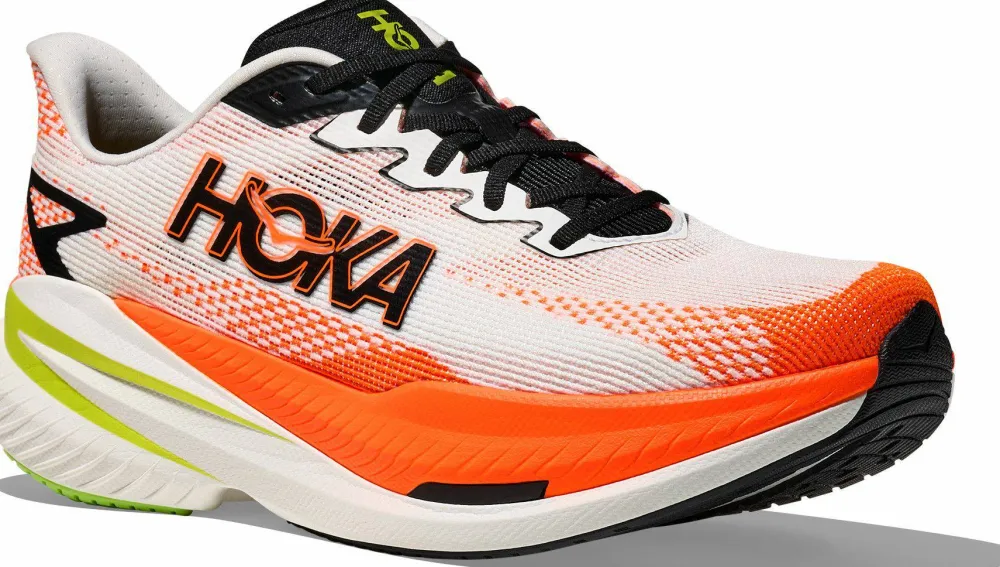 Hoka Men's Mach X 3 White/Neon Tangerine Outlet