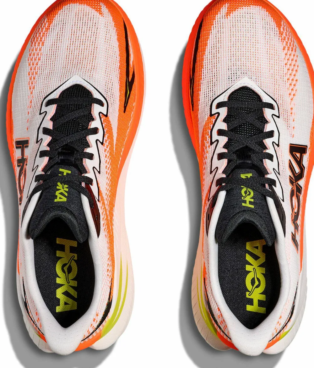 Hoka Men's Mach X 3 White/Neon Tangerine Outlet
