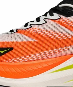 Hoka Men's Mach X 3 White/Neon Tangerine Outlet