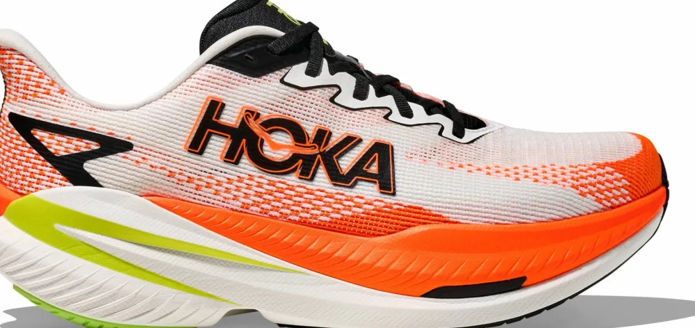 Hoka Men's Mach X 3 White/Neon Tangerine Outlet
