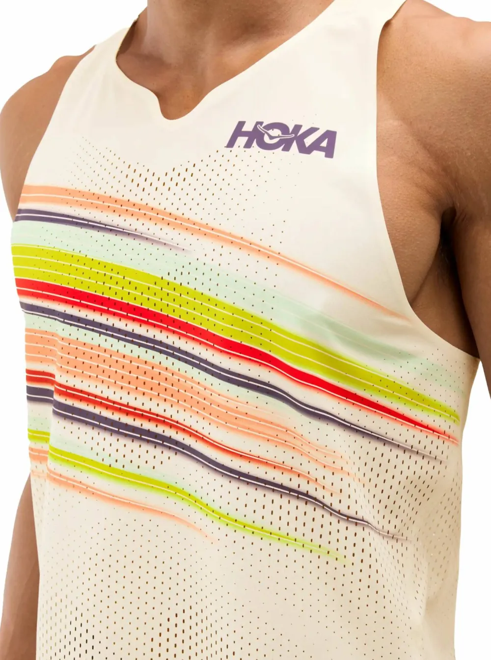 Hoka Men's Race Day Singlet Alabaster Flare