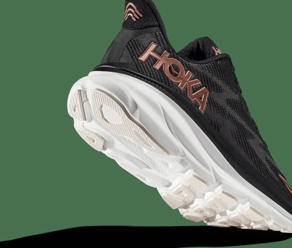 Hoka Women's Clifton 9 Black/Rose Gold