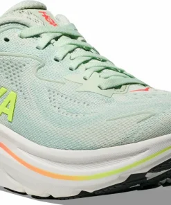 Hoka Women's Clifton 10 Wide Sea Glass/Neon Flame