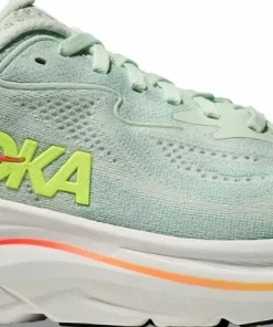 Hoka Women's Clifton 10 Wide Sea Glass/Neon Flame