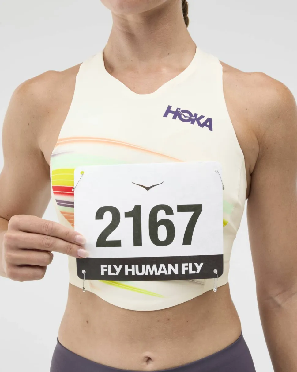 Hoka Women's Race Day Crop Bra Alabaster Flare