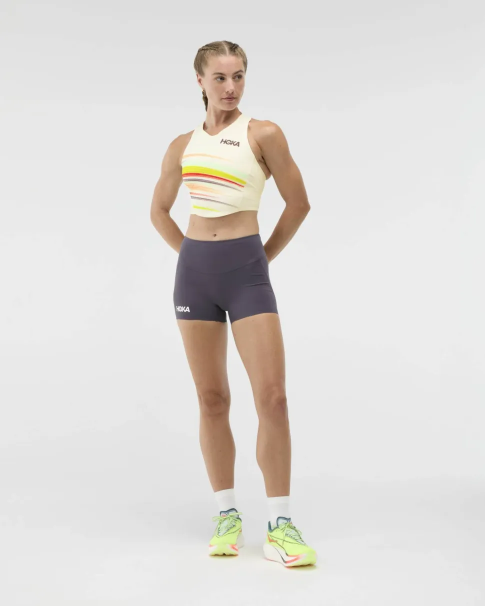Hoka Women's Race Day Crop Bra Alabaster Flare