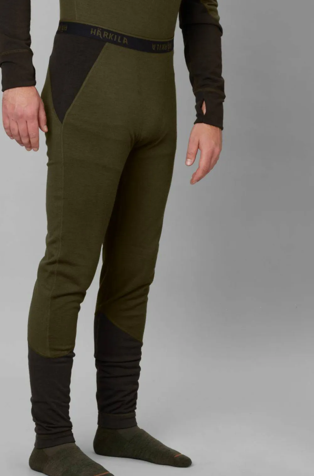Härkila Men's Base Warm Long Johns Willow green/Shadow brown Hot