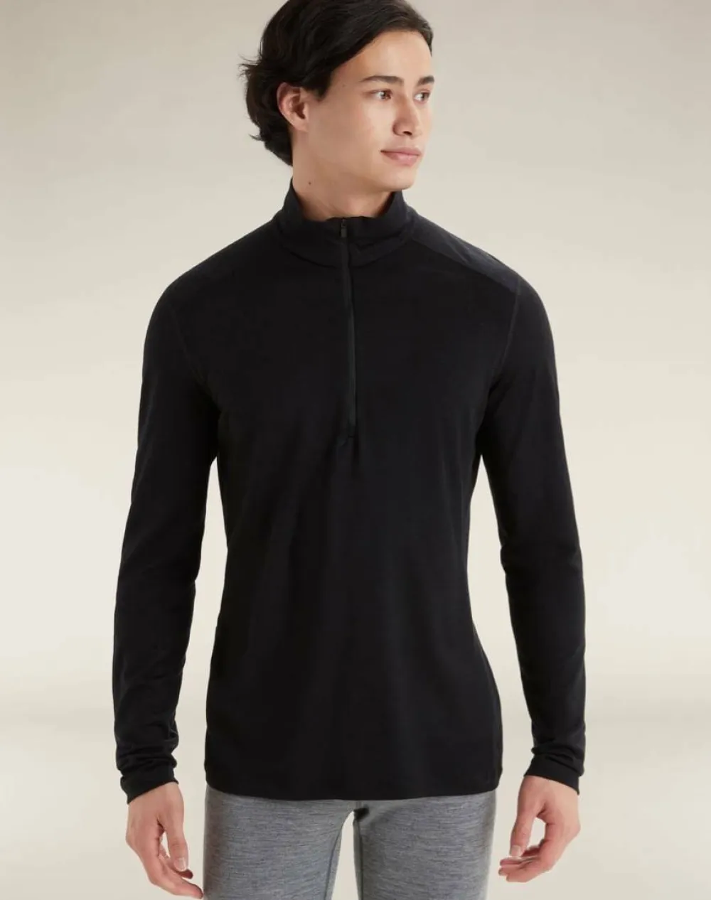 Icebreaker Men's 200 Oasis Long Sleeve Half Zip Black Sale