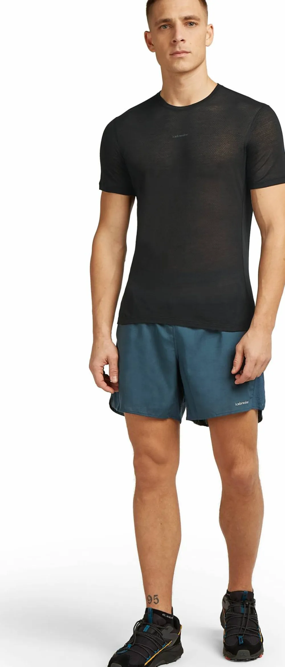 Icebreaker Men's Merino 75 Cool-Lite Featherlight Shortsleeve Crewe Black New