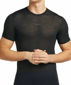 Icebreaker Men's Merino 75 Cool-Lite Featherlight Shortsleeve Crewe Black New