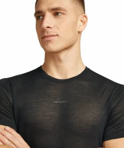 Icebreaker Men's Merino 75 Cool-Lite Featherlight Shortsleeve Crewe Black New