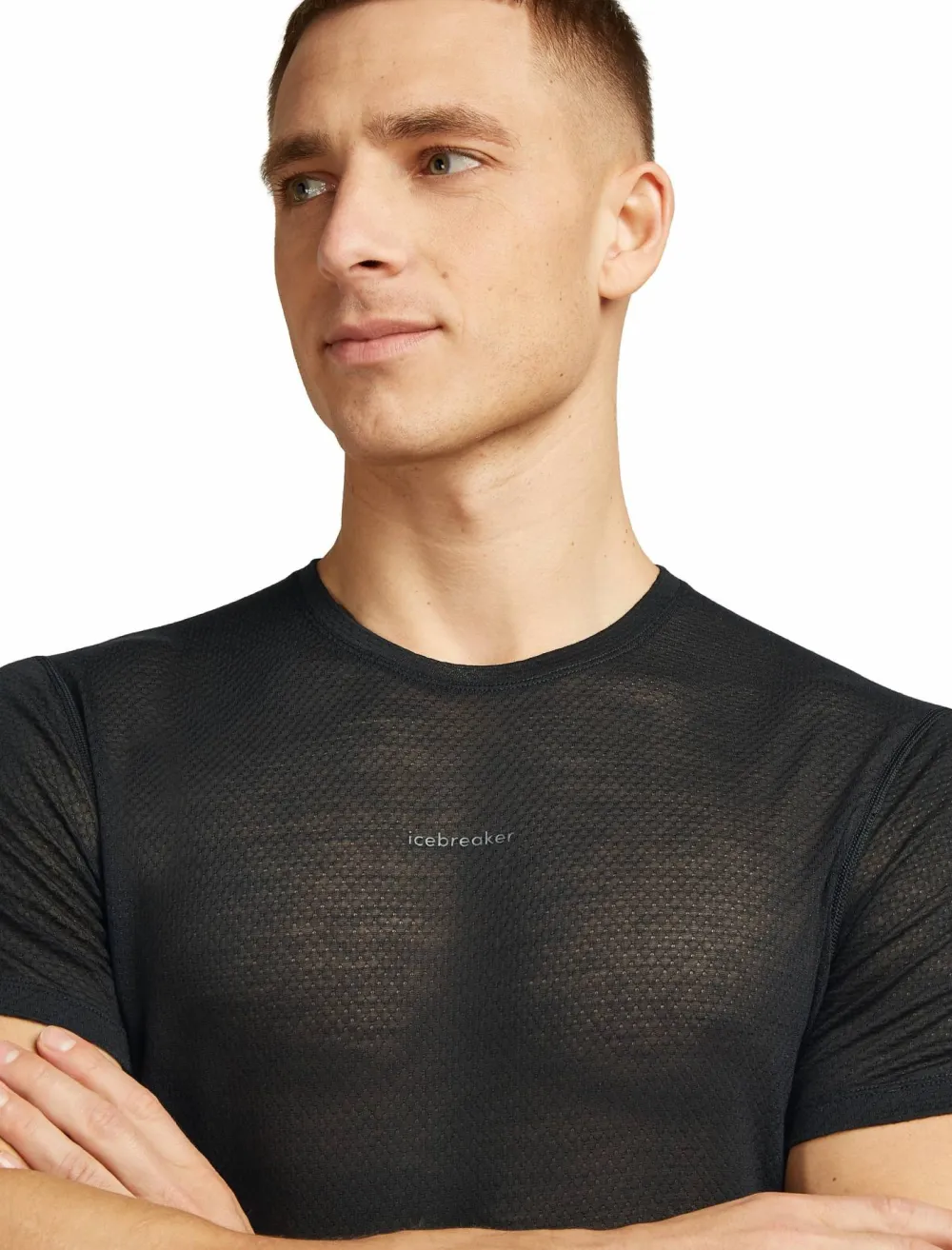 Icebreaker Men's Merino 75 Cool-Lite Featherlight Shortsleeve Crewe Black New