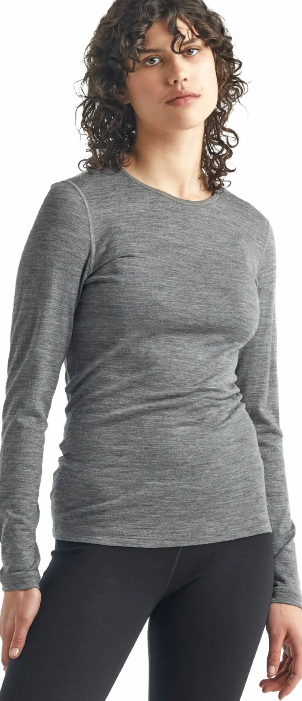 Icebreaker Women's 200 Oasis Long Sleeve Crewe Gritstone Heather