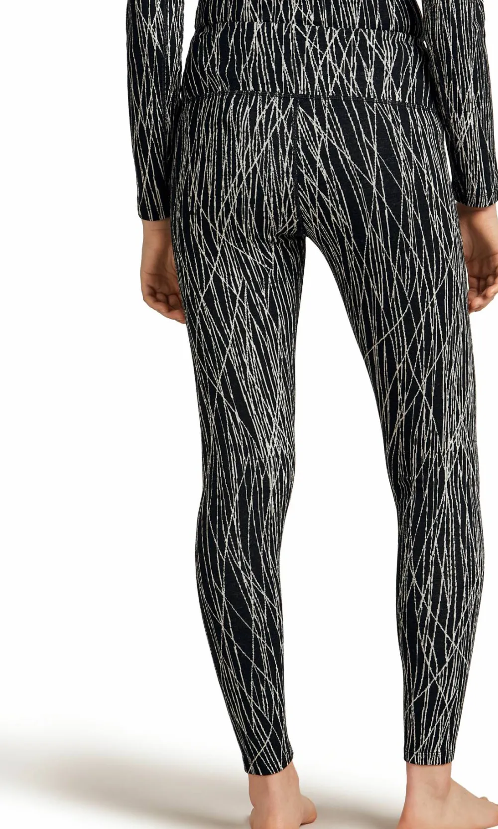 Icebreaker Women's Merino 260 Tech Vertex High Rise Leggings Delta Lines AOP Black/Snow Online