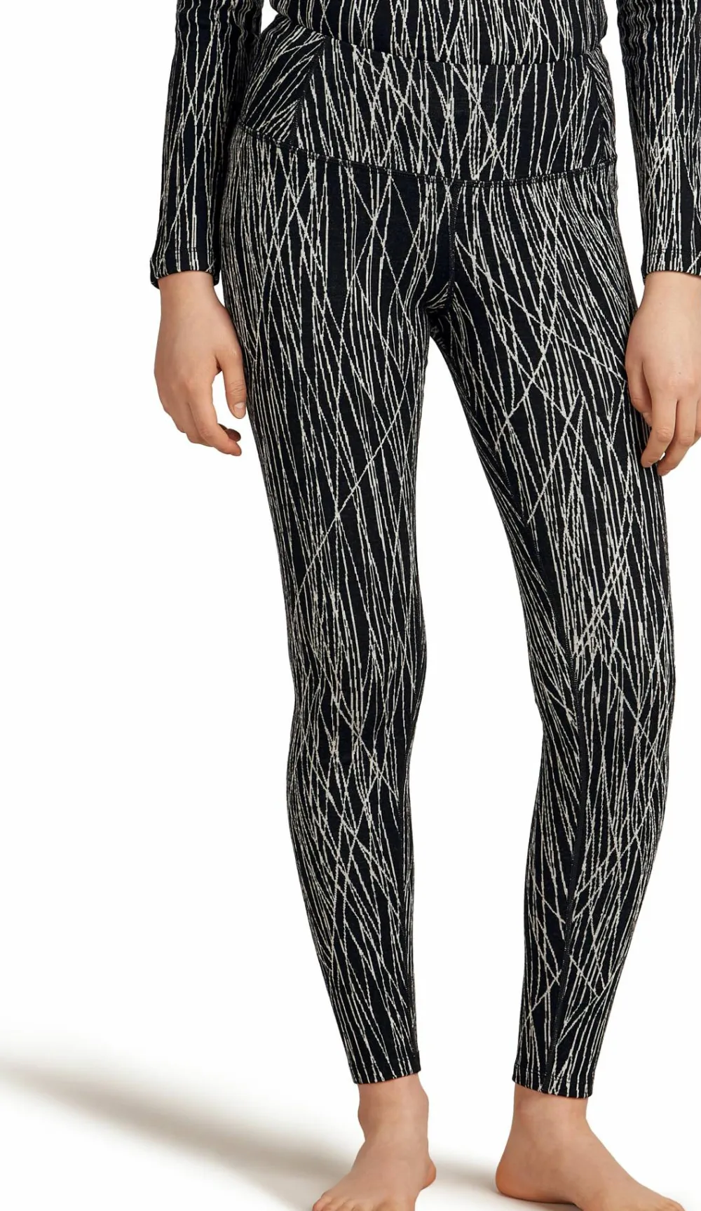 Icebreaker Women's Merino 260 Tech Vertex High Rise Leggings Delta Lines AOP Black/Snow Online