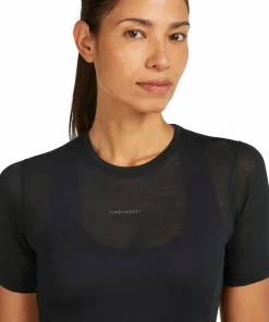 Icebreaker Women's Merino 75 Cool-Lite Featherlight Shortsleeve Crewe Black Discount