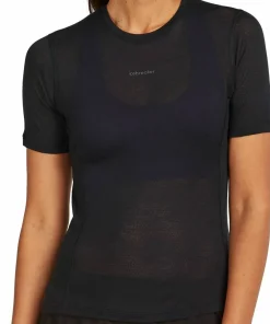 Icebreaker Women's Merino 75 Cool-Lite Featherlight Shortsleeve Crewe Black Discount